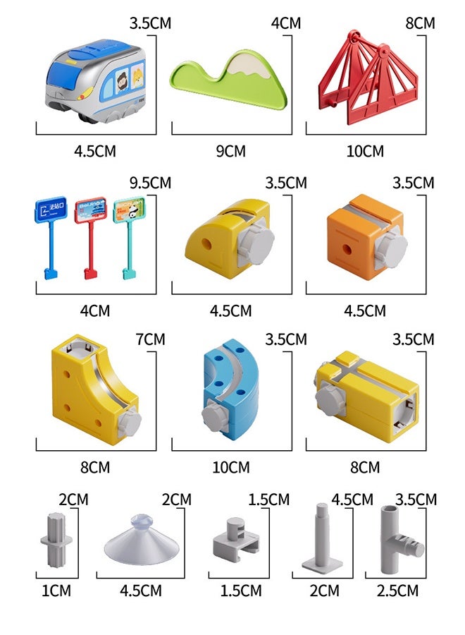 JCB CHIC 84pcs Electric Magnetic Train Tracks Set,3d Flexible Track Fusion Race With Cube Rails & Signs Flexible Race Diy Race Car Building Kits,Education Assembled Toy for Kids - Image 2